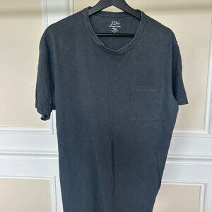 J.Crew Men's Garment Dyed Black Short Sleeve T-Shirt With Front Pocket Large